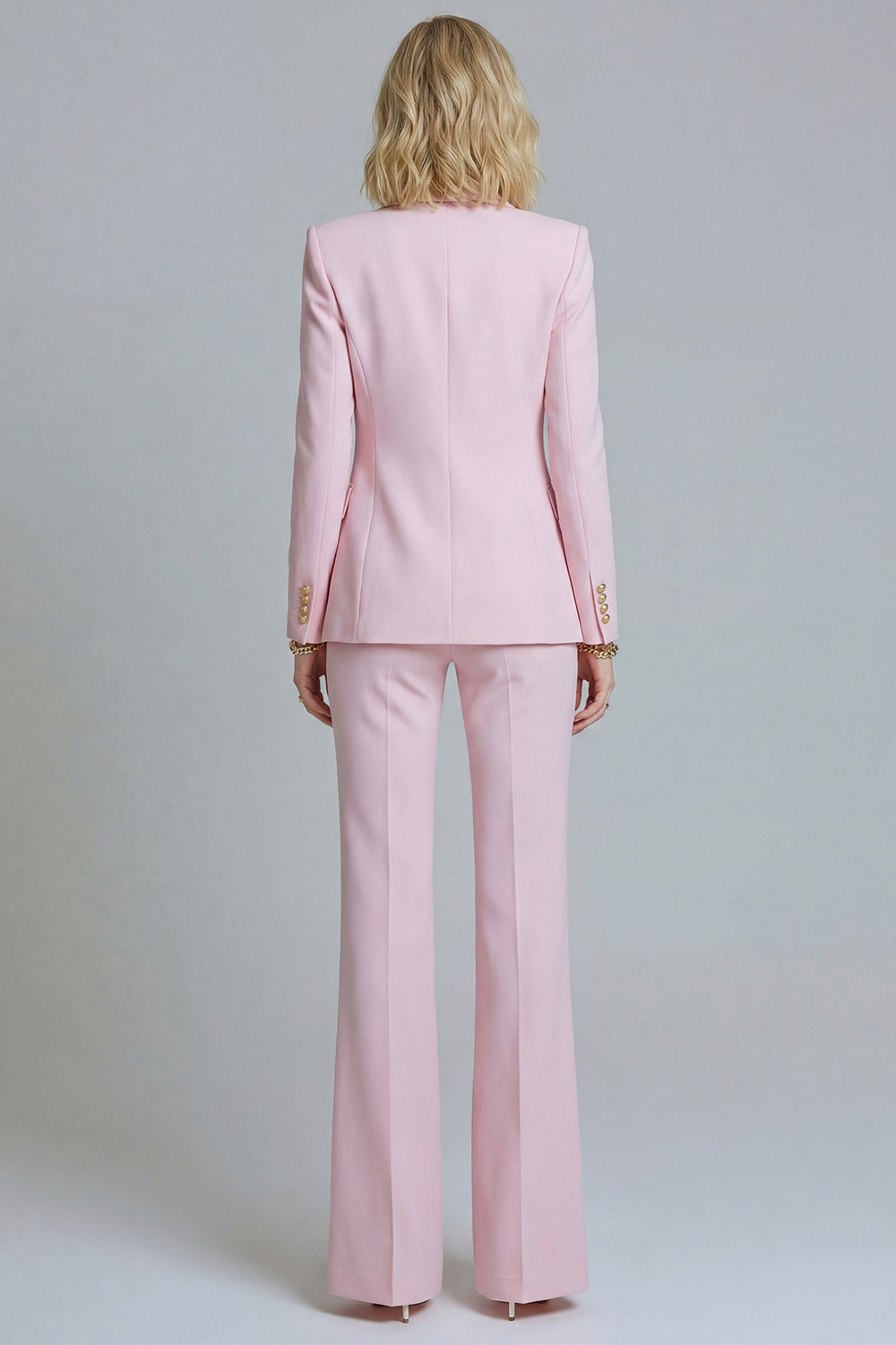 Pink 2 Piece Peaked Lapel Women Suits