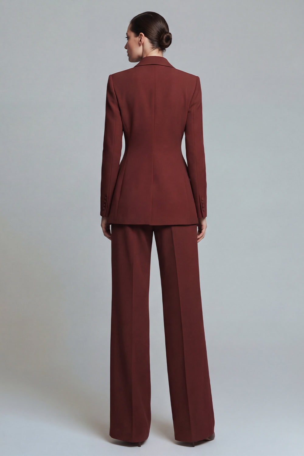 Peaked Lapel 2 Piece Burnt Orange Slim Fit Women Suits