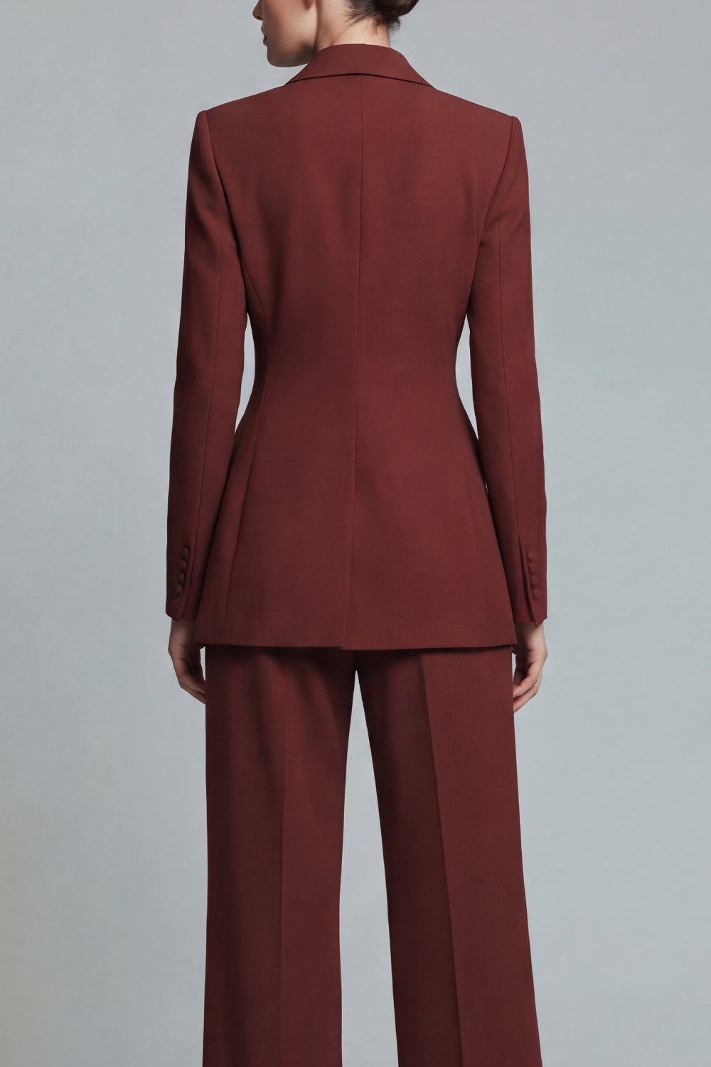 Peaked Lapel 2 Piece Burnt Orange Slim Fit Women Suits