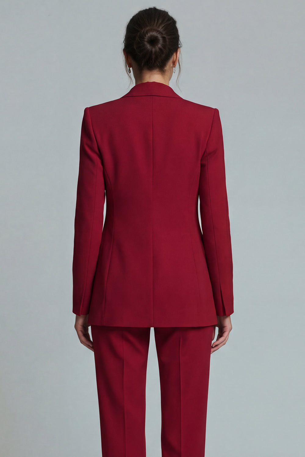 Burgundy Peaked Lapel 2 Piece Slim Fit Women Suits