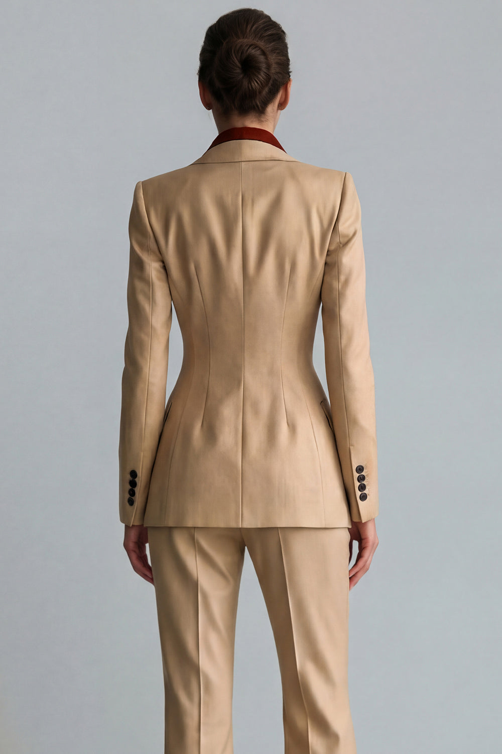 Kahki Peaked Lapel 2 Piece Single Breasted Women Suits