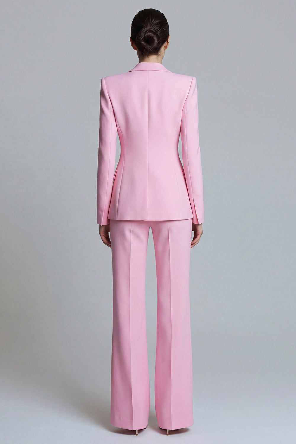 Pink Peaked Lapel 2 Piece Slim Fit Women Suits