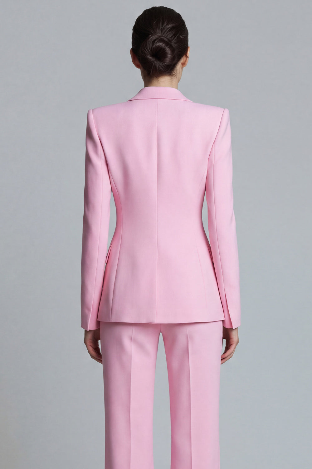 Pink Peaked Lapel 2 Piece Slim Fit Women Suits
