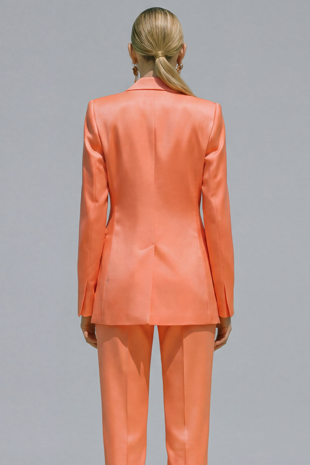 Orange 2 Piece Notched Lapel Single Buckle Women Suits