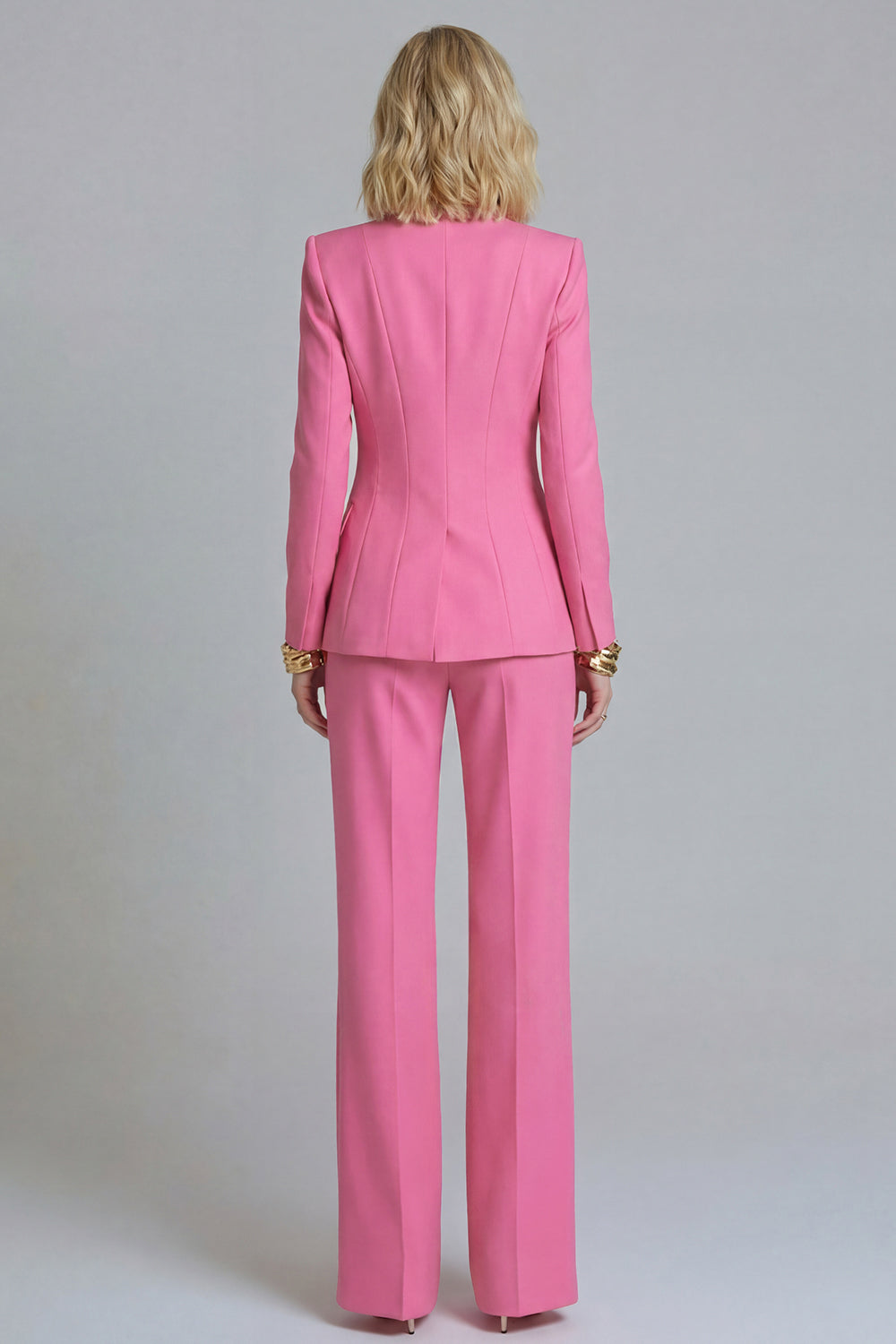 2 Piece Fuchsia Peaked Lapel Slim Fit Women Suits