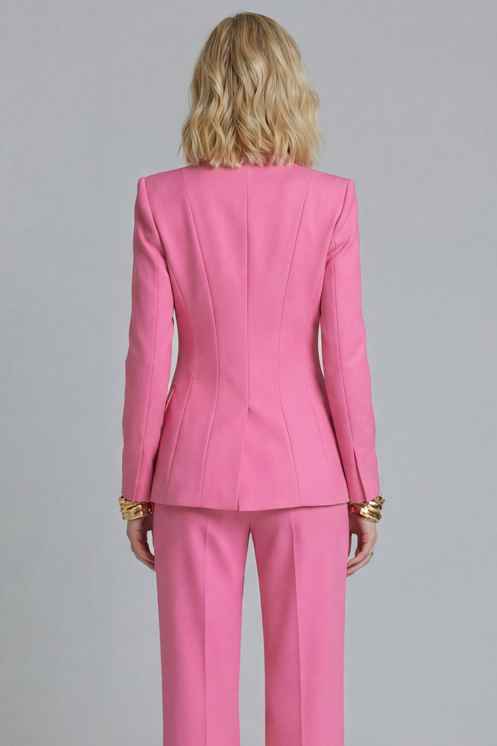 2 Piece Fuchsia Peaked Lapel Slim Fit Women Suits