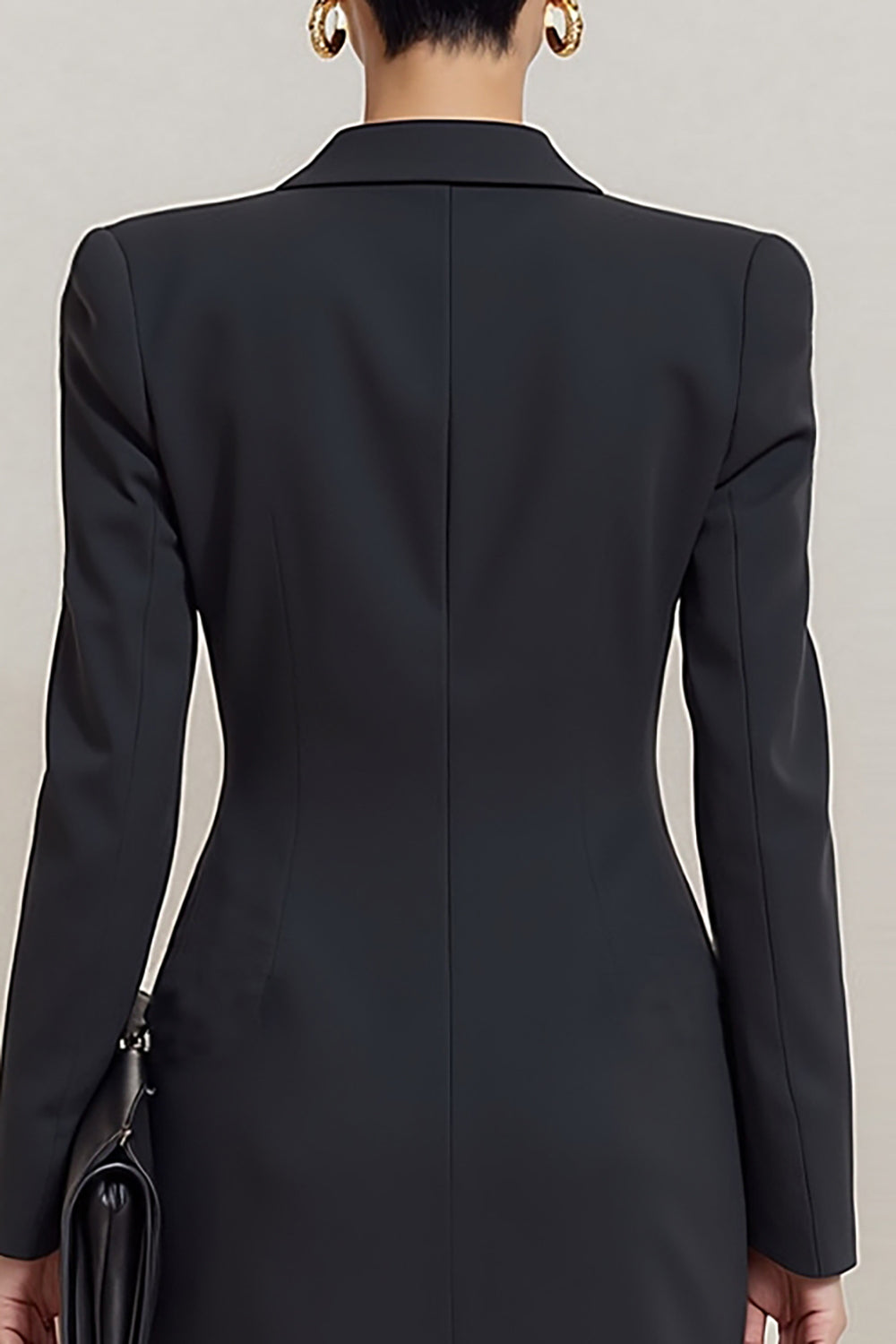 Black Peaked Lapel Bodycon Short Work Dress