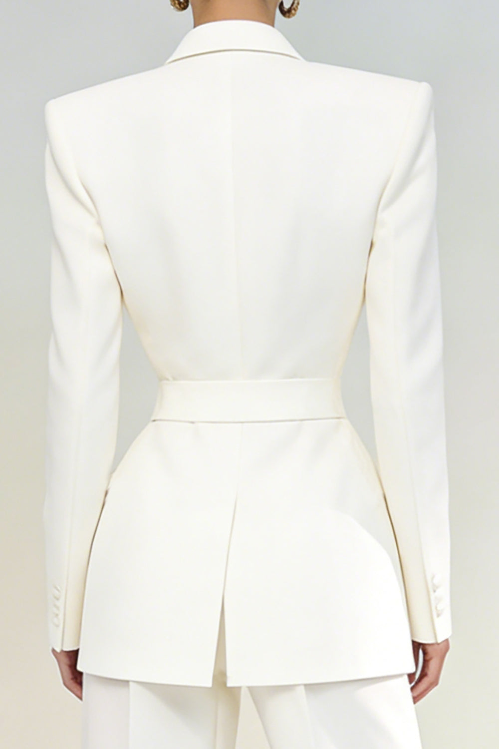 2 Piece Peaked Lapel Ivory Women Suits With Pockets
