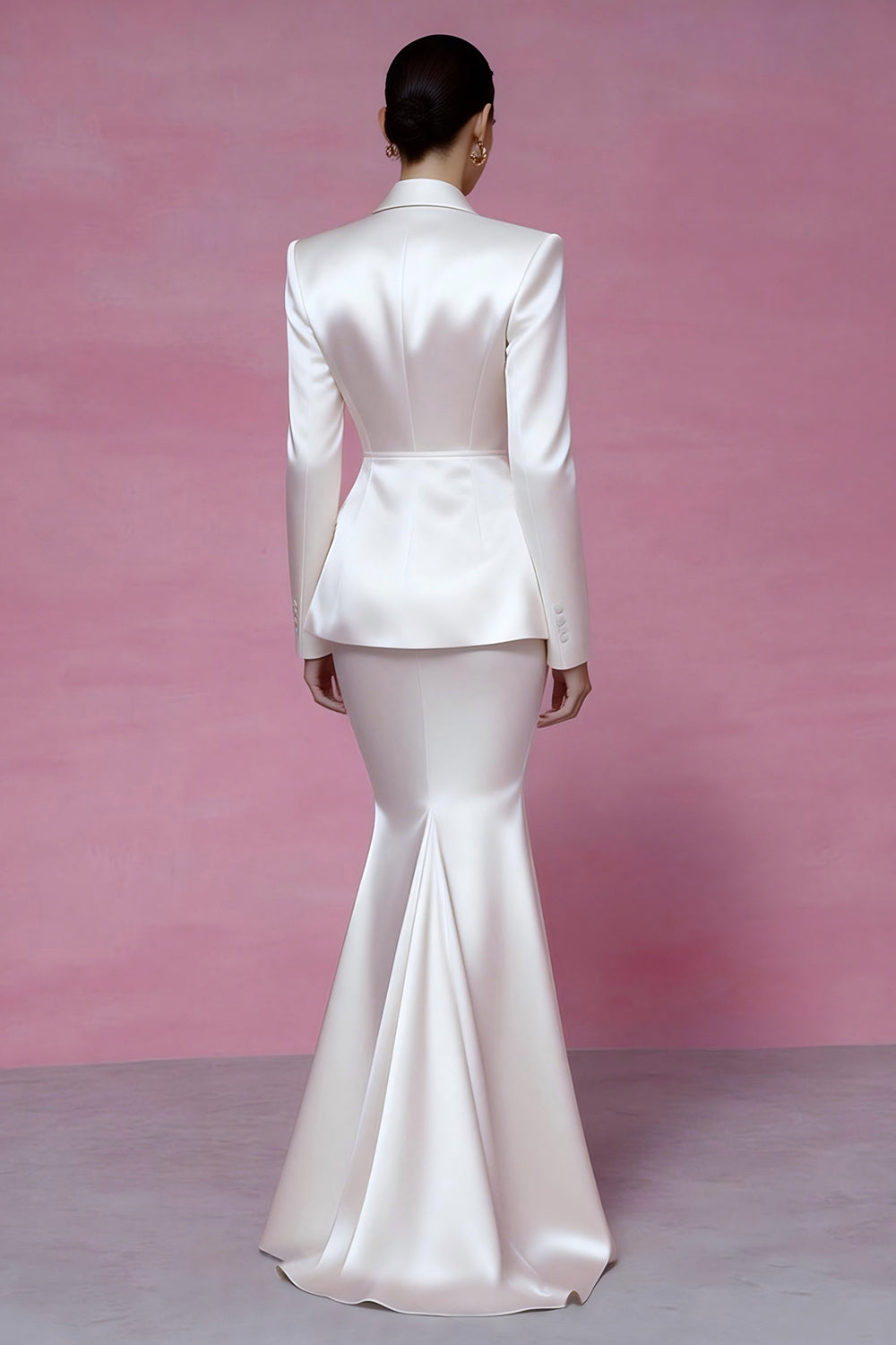 Peaked Lapel 2 Piece Mermaid Ivory Women Suits