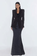 Black Peaked Lapel Mermaid 2 Piece Work Dress