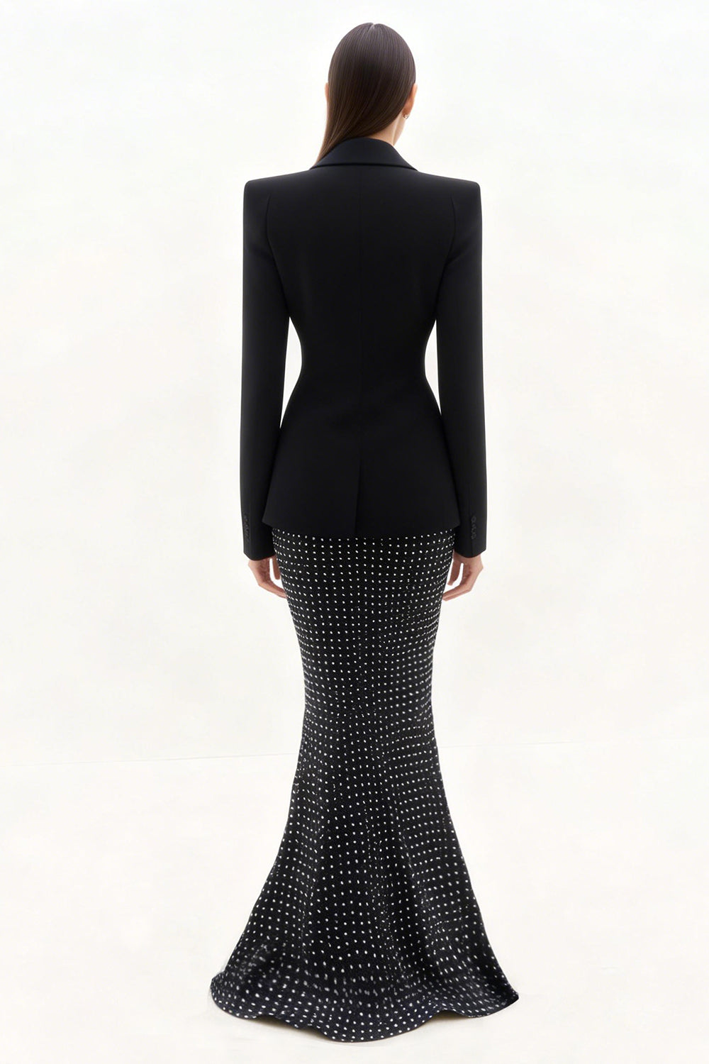 Black Notched Lapel Mermaid Single Breasted Women Suits
