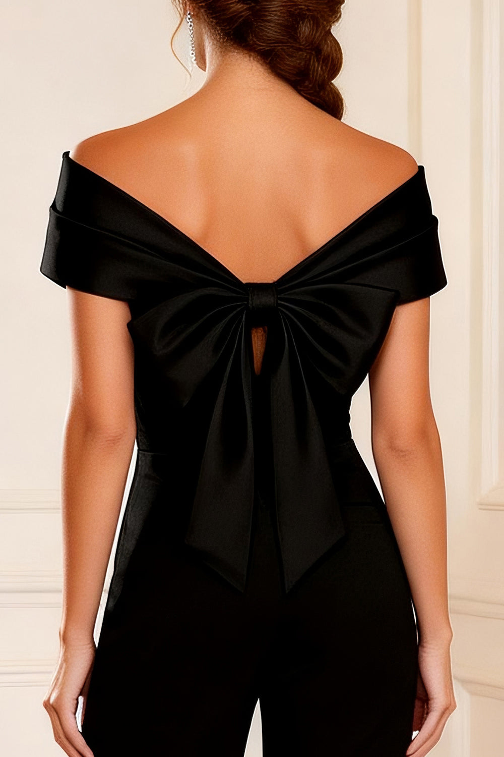 Black Asymmetrical Neck Mother of the Bride Jumpsuit