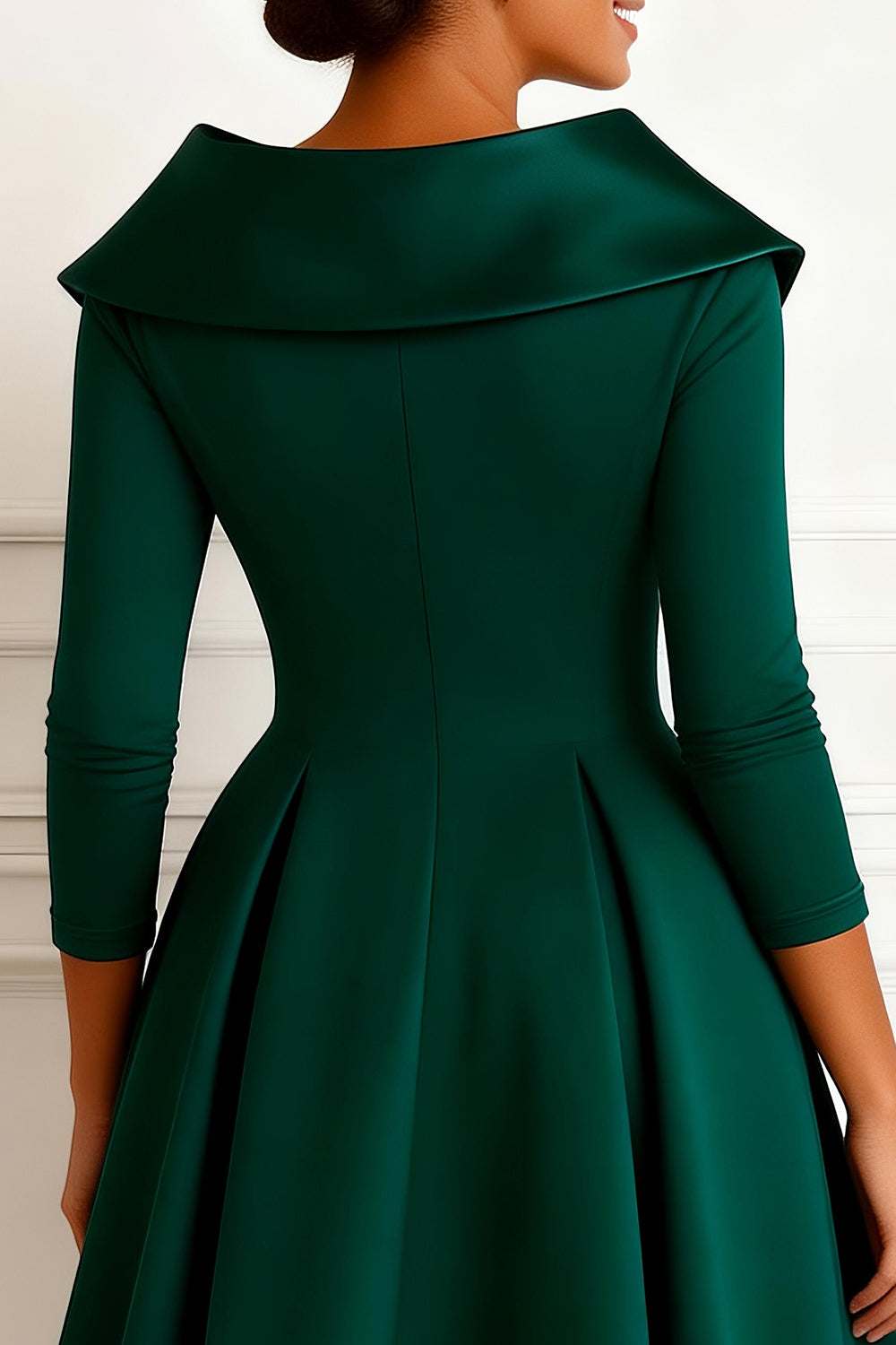 Dark Green 3/4 Sleeve A Line Mother of the Bride Dress