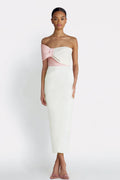 Ivory One Shoulder Bodycon Midi Engagement Dress