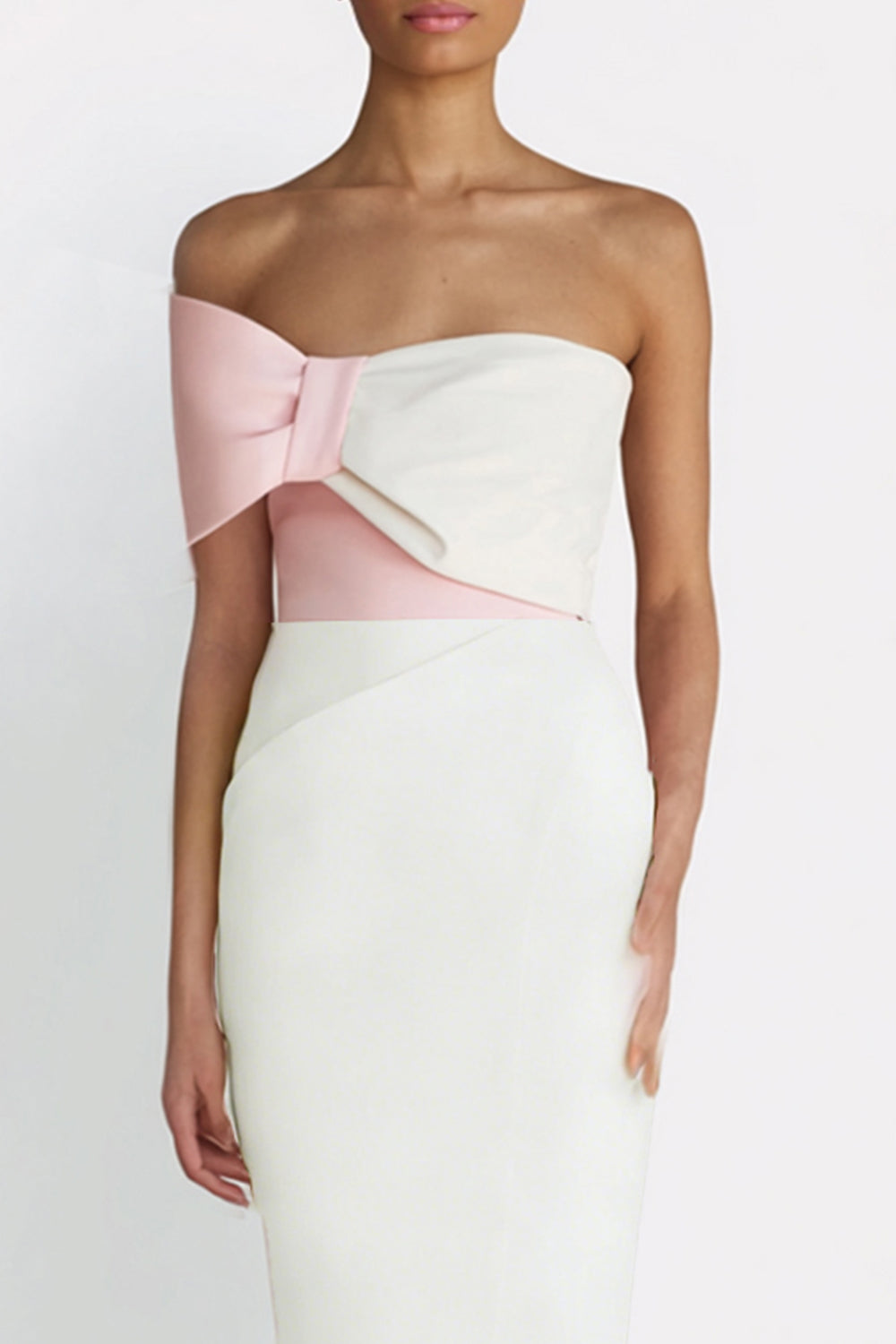 Ivory One Shoulder Bodycon Midi Engagement Dress