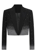 Peak Lapel Black Beaded Women Prom Cropped Blazer