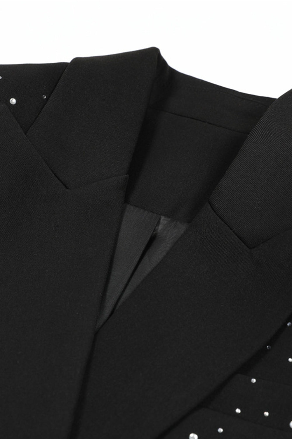 Peak Lapel Black Beaded Women Prom Cropped Blazer