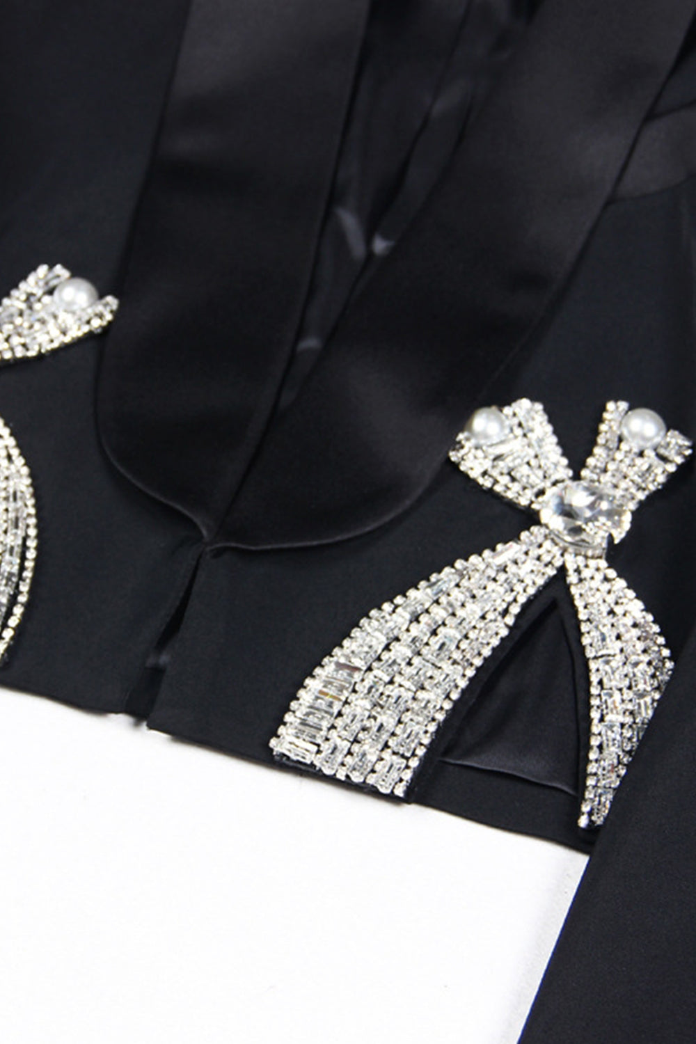 Black Shawl Lapel Prom Cropped Blazer With Bows
