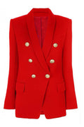 Red Double Breasted Shawl Lapel Prom Blazer
