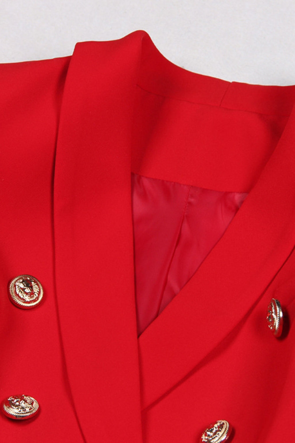 Red Double Breasted Shawl Lapel Prom Blazer