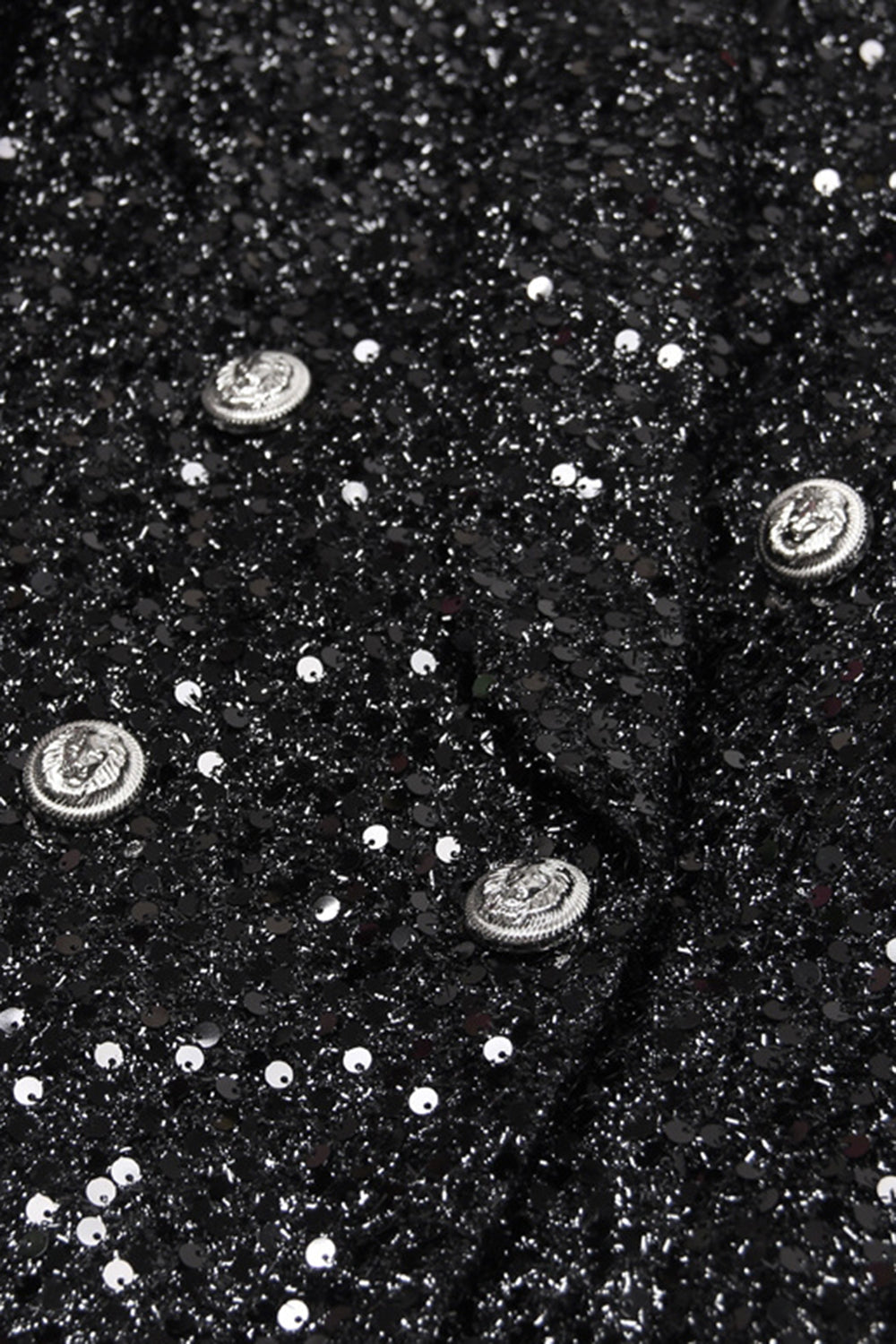 Black Double Breasted Prom Blazer With Sequins