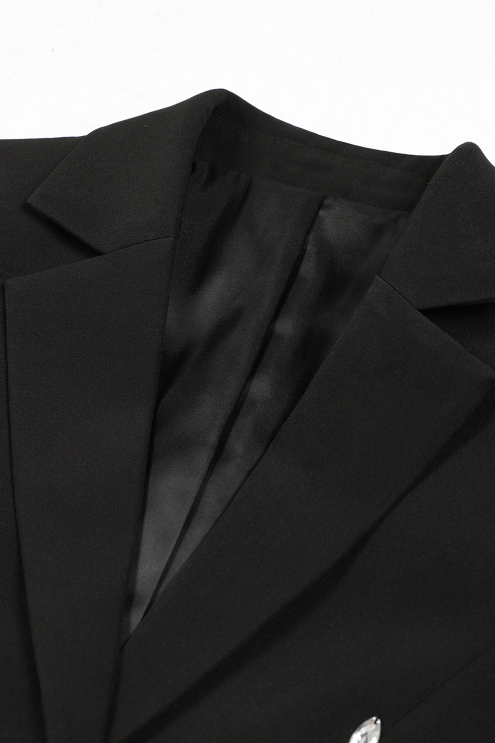 Black Notched Lapel Beaded Prom Blazer With Sequins