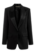 Black Peak Lapel One Button Women Business Blazer