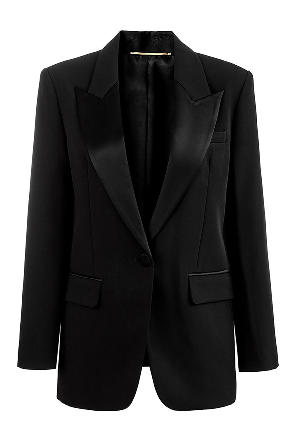 Black Peak Lapel One Button Women Business Blazer