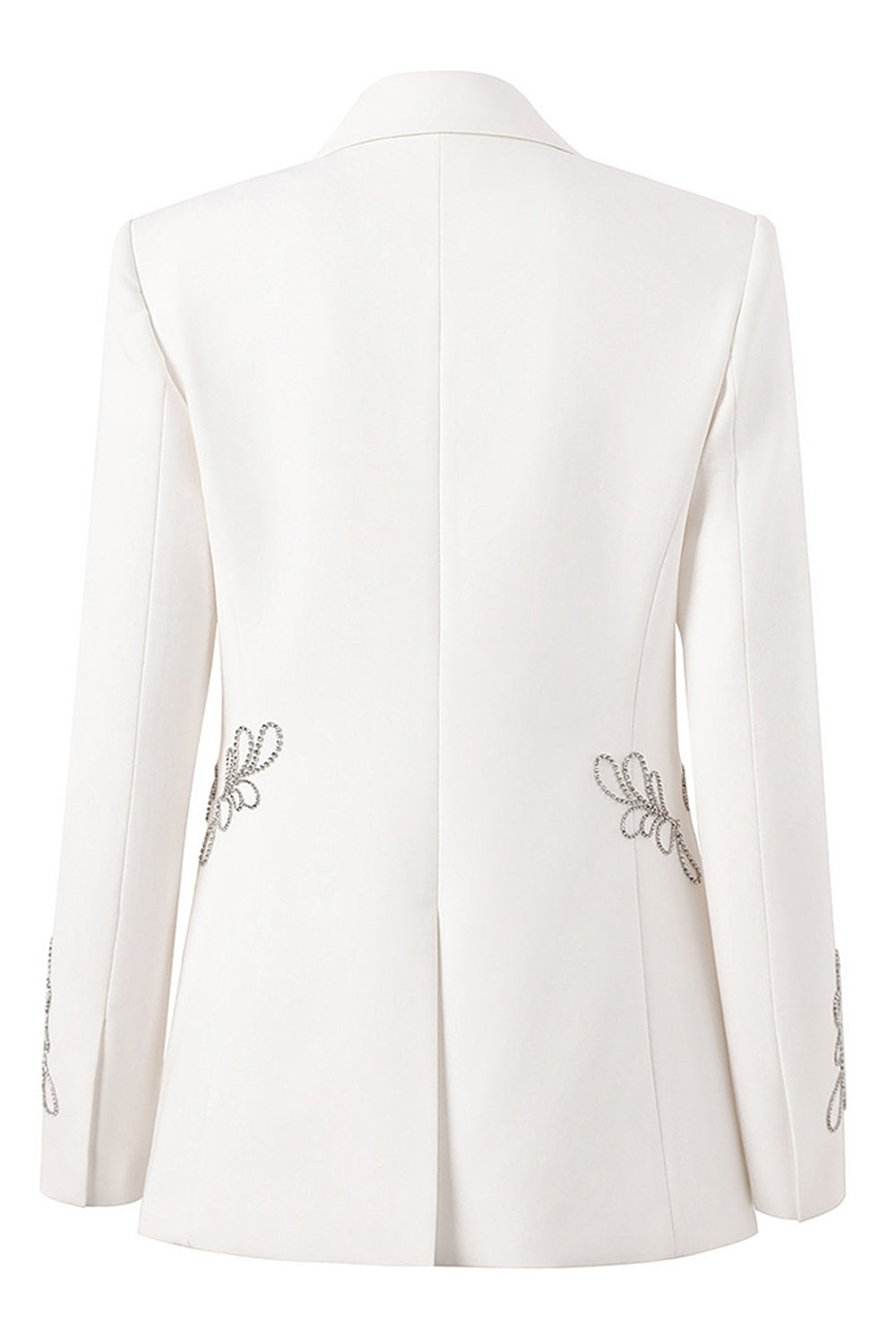 White Peak Lapel One Button Beaded Women Blazer