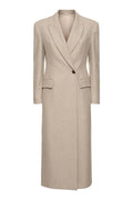 Kahki Sheath Peak Lapel Long Women Trench Coat