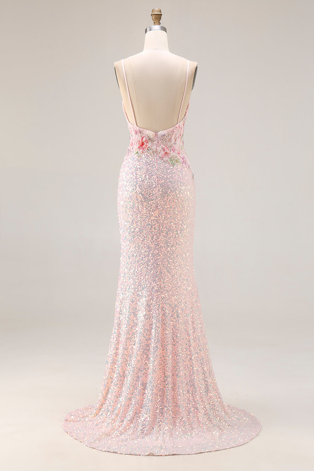 Sparkly Pink Beaded Mermaid Corset Prom Dress