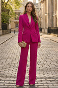 Peaked Lapel 2 Piece Fuchsia Women Suits