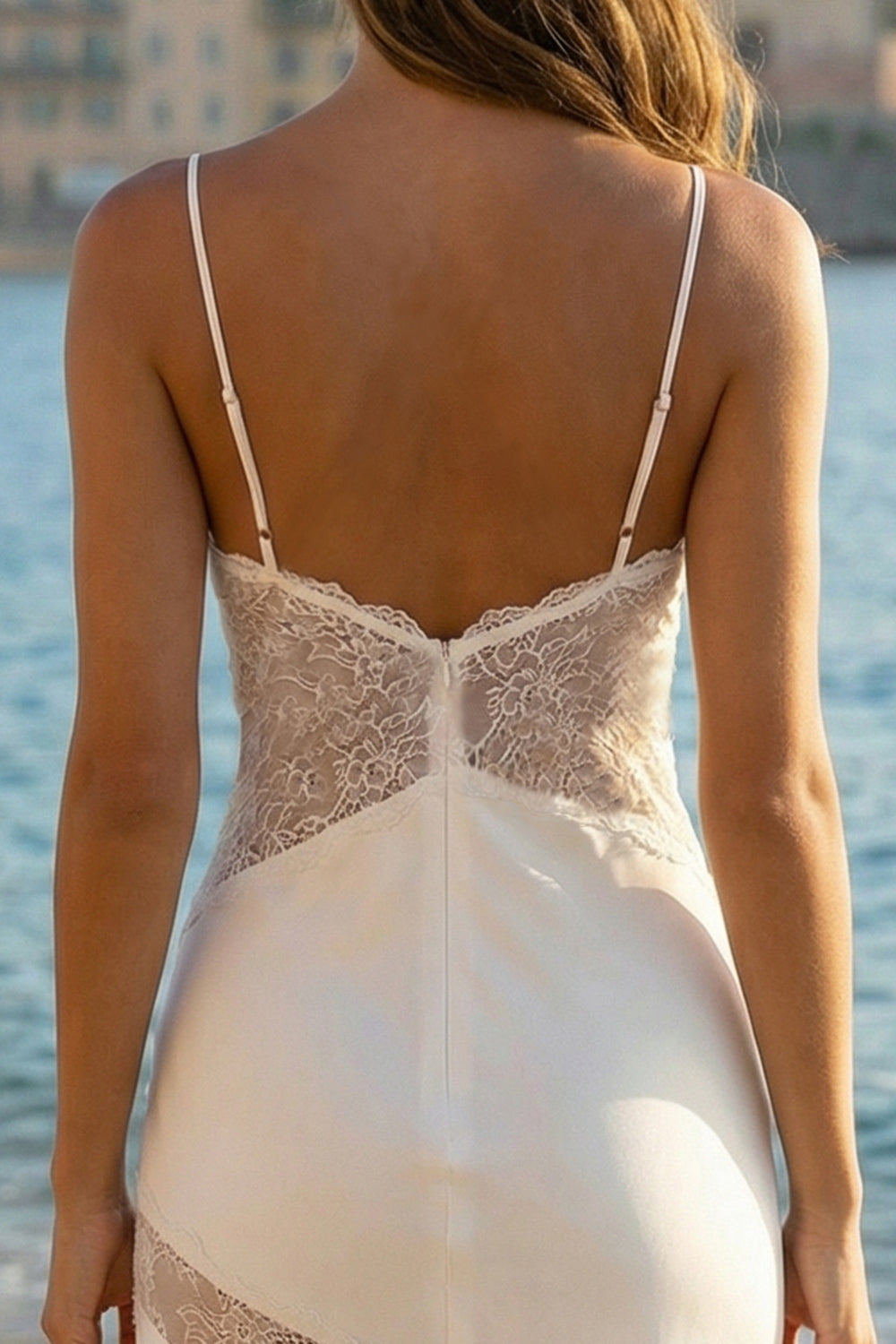 Lace Ruffled Midi White Dress