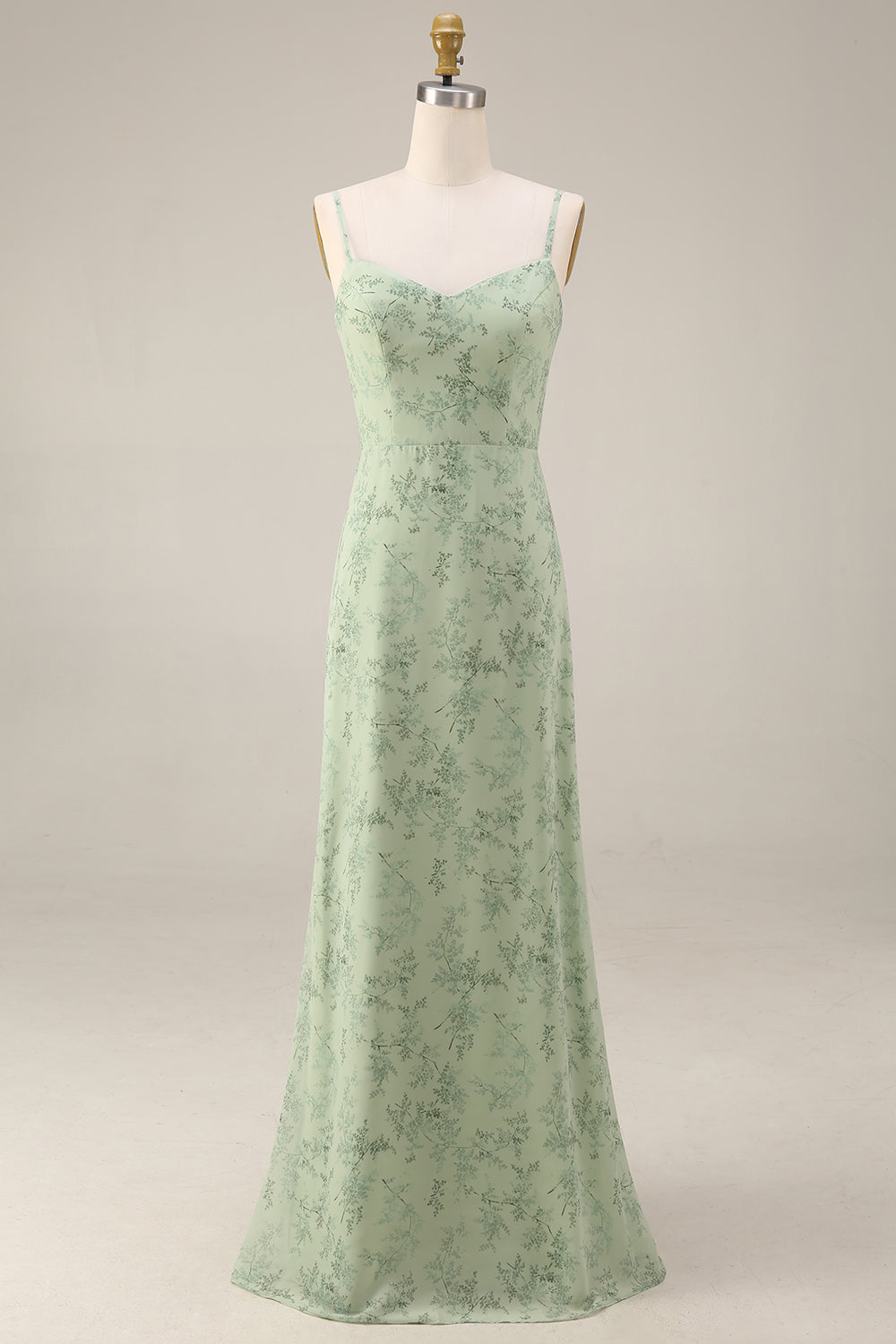 2 Piece A Line Dusty Sage Floral Wedding Guest Dress
