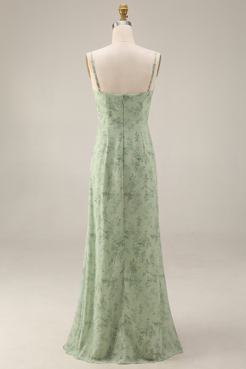 2 Piece A Line Dusty Sage Floral Wedding Guest Dress
