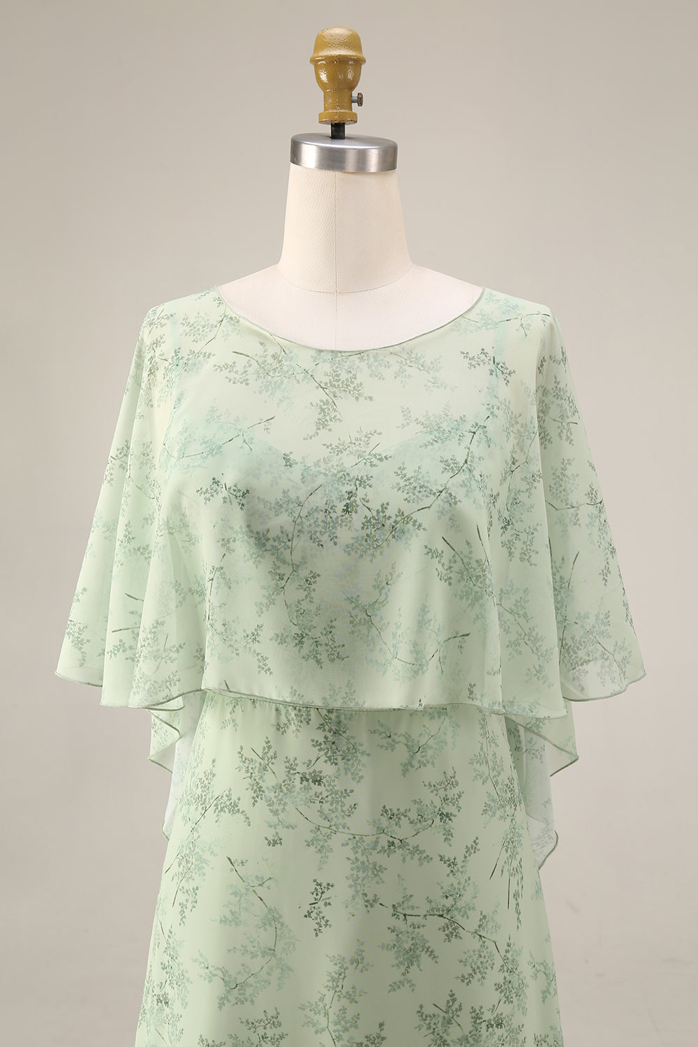 2 Piece A Line Dusty Sage Floral Wedding Guest Dress