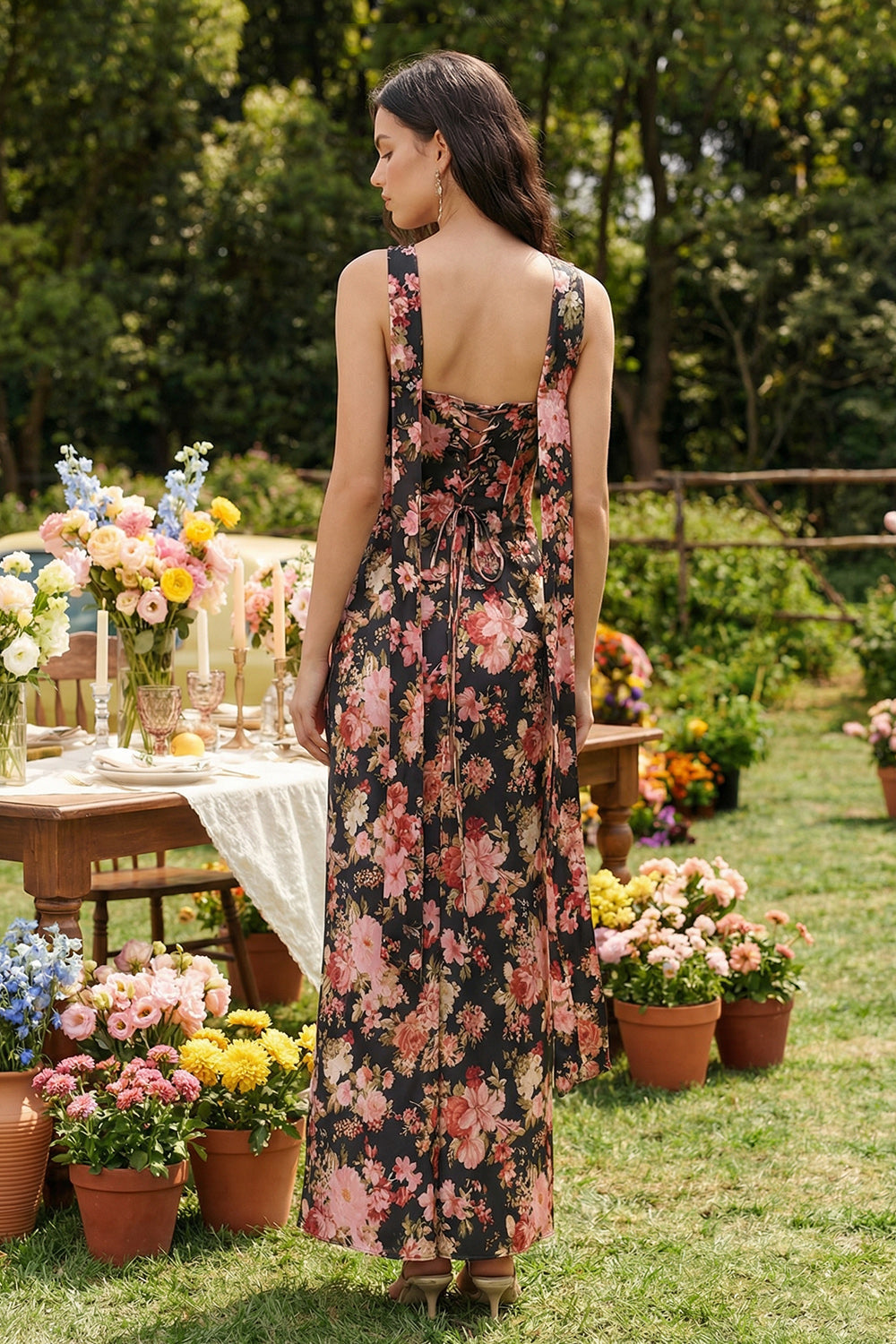 2 Piece Strapless Corset Pink Floral Wedding Guest Dress