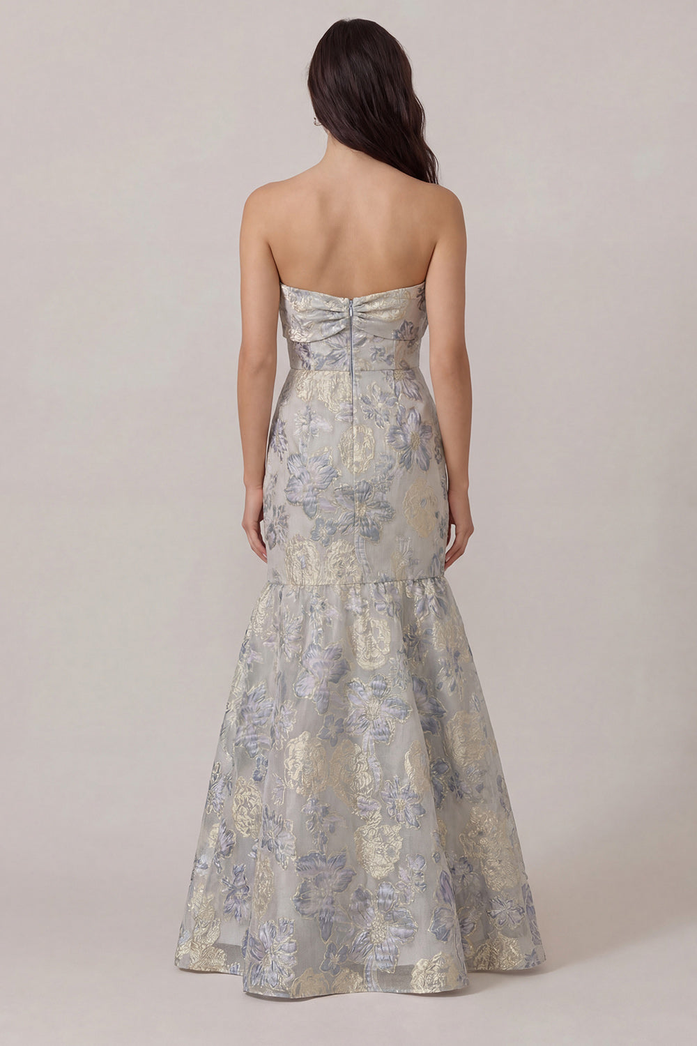 Strapless Bowed Mermaid Dusty Blue Prom Dress