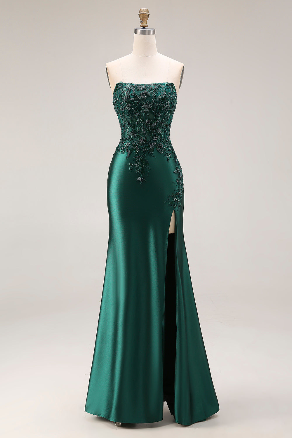 Strapless Royal Blue Mermaid Beaded Sequin Prom Dress