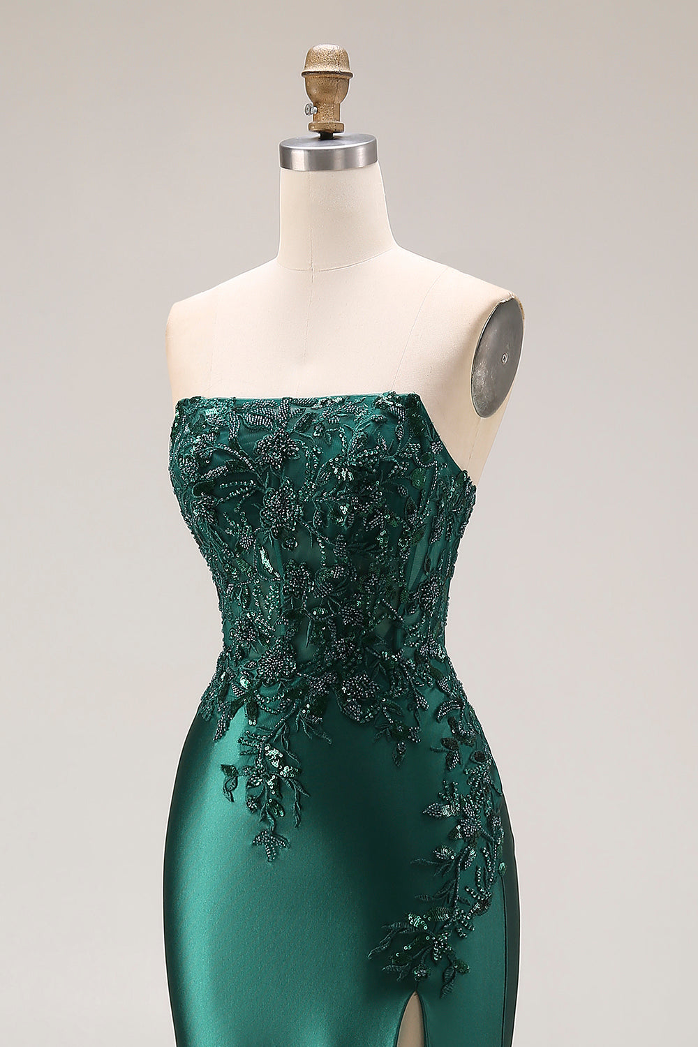 Strapless Royal Blue Mermaid Beaded Sequin Prom Dress