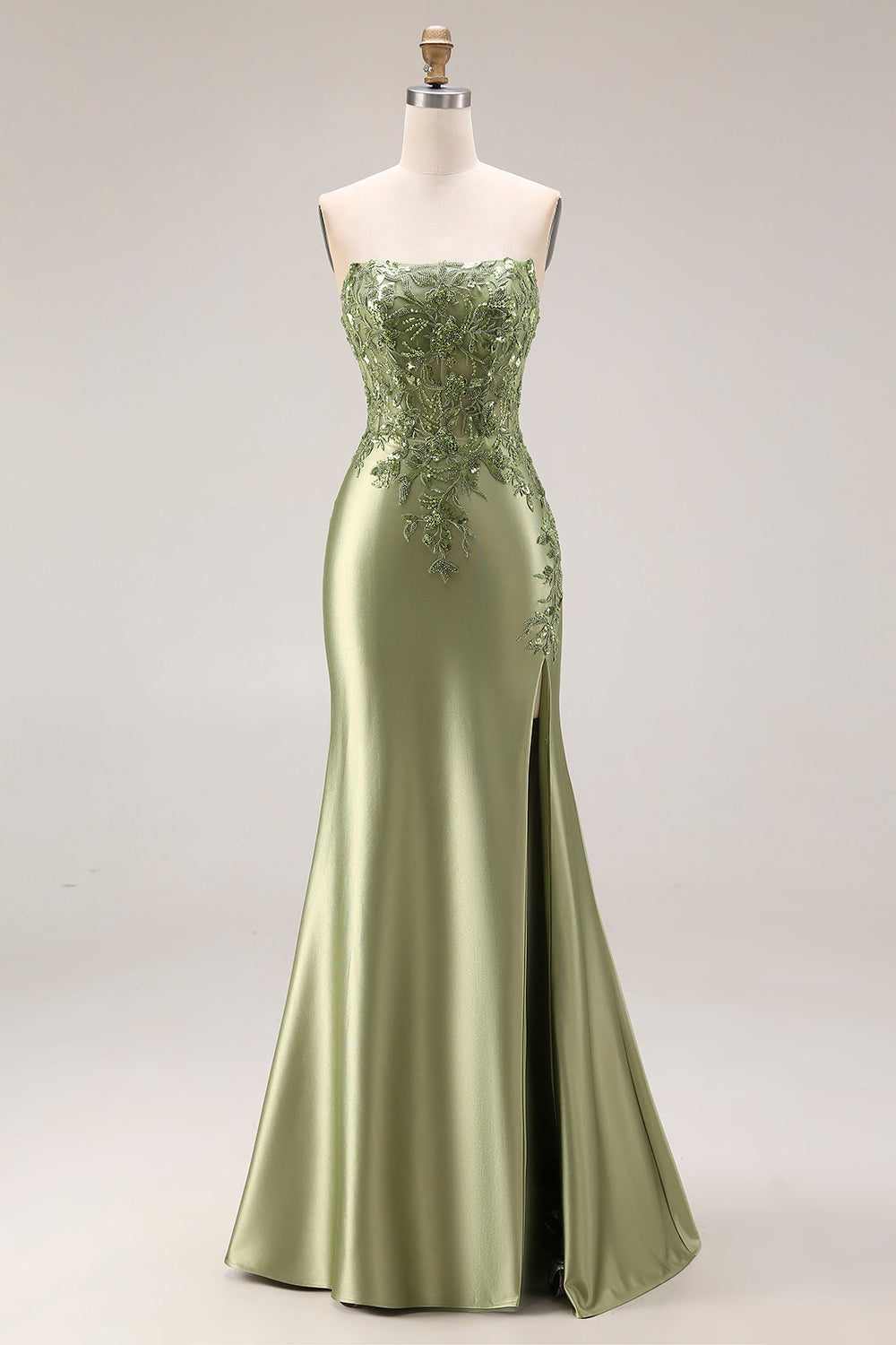 Strapless Royal Blue Mermaid Beaded Sequin Prom Dress