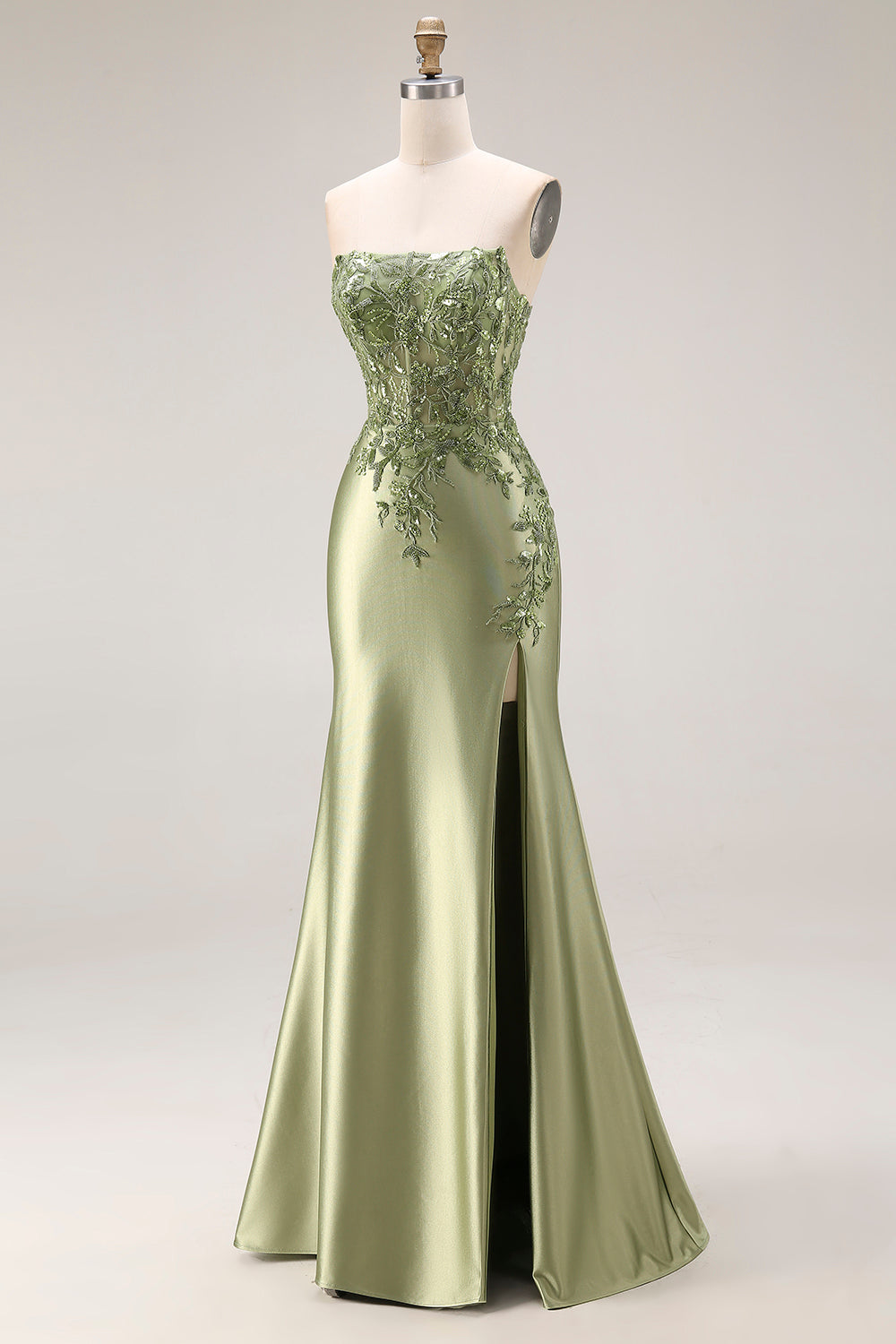 Strapless Royal Blue Mermaid Beaded Sequin Prom Dress