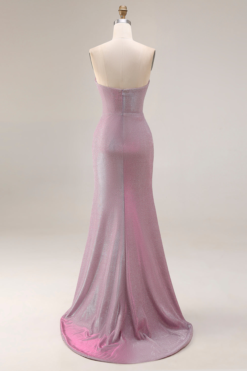 Gillter Strapless Mermaid Ruched Dusty Plum Prom Dress
