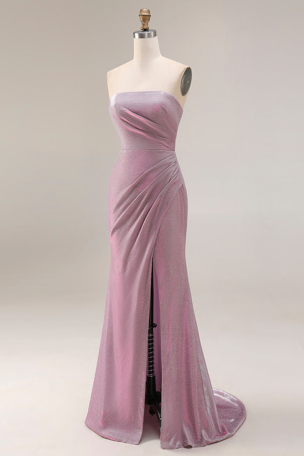 Gillter Strapless Mermaid Ruched Dusty Plum Prom Dress