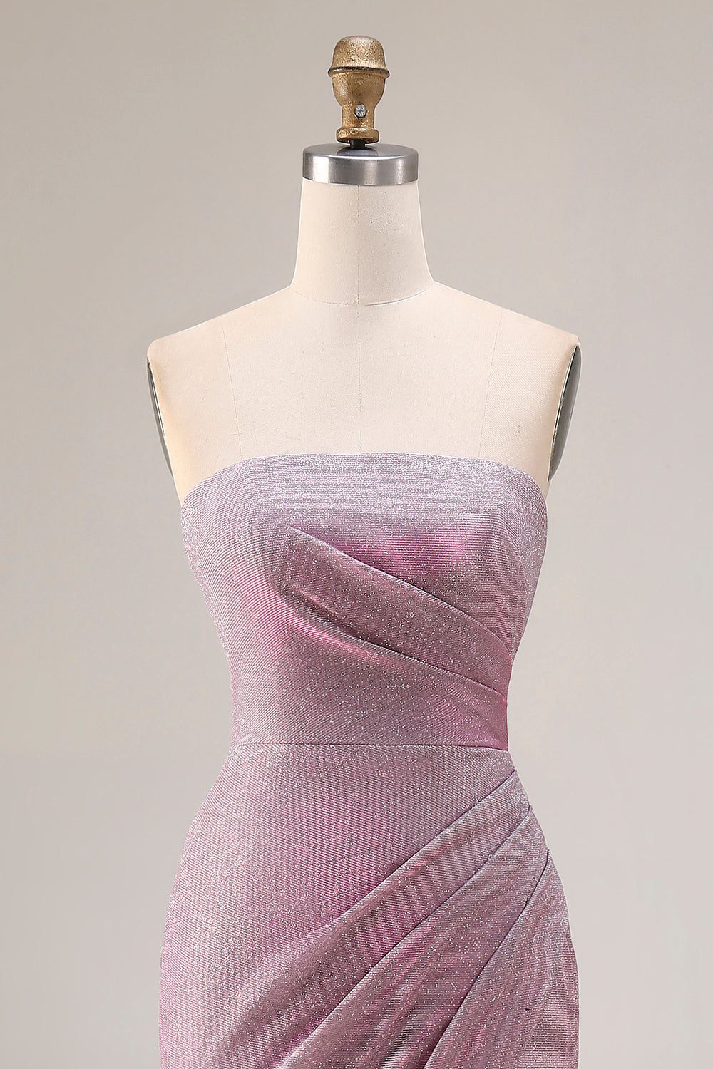 Gillter Strapless Mermaid Ruched Dusty Plum Prom Dress