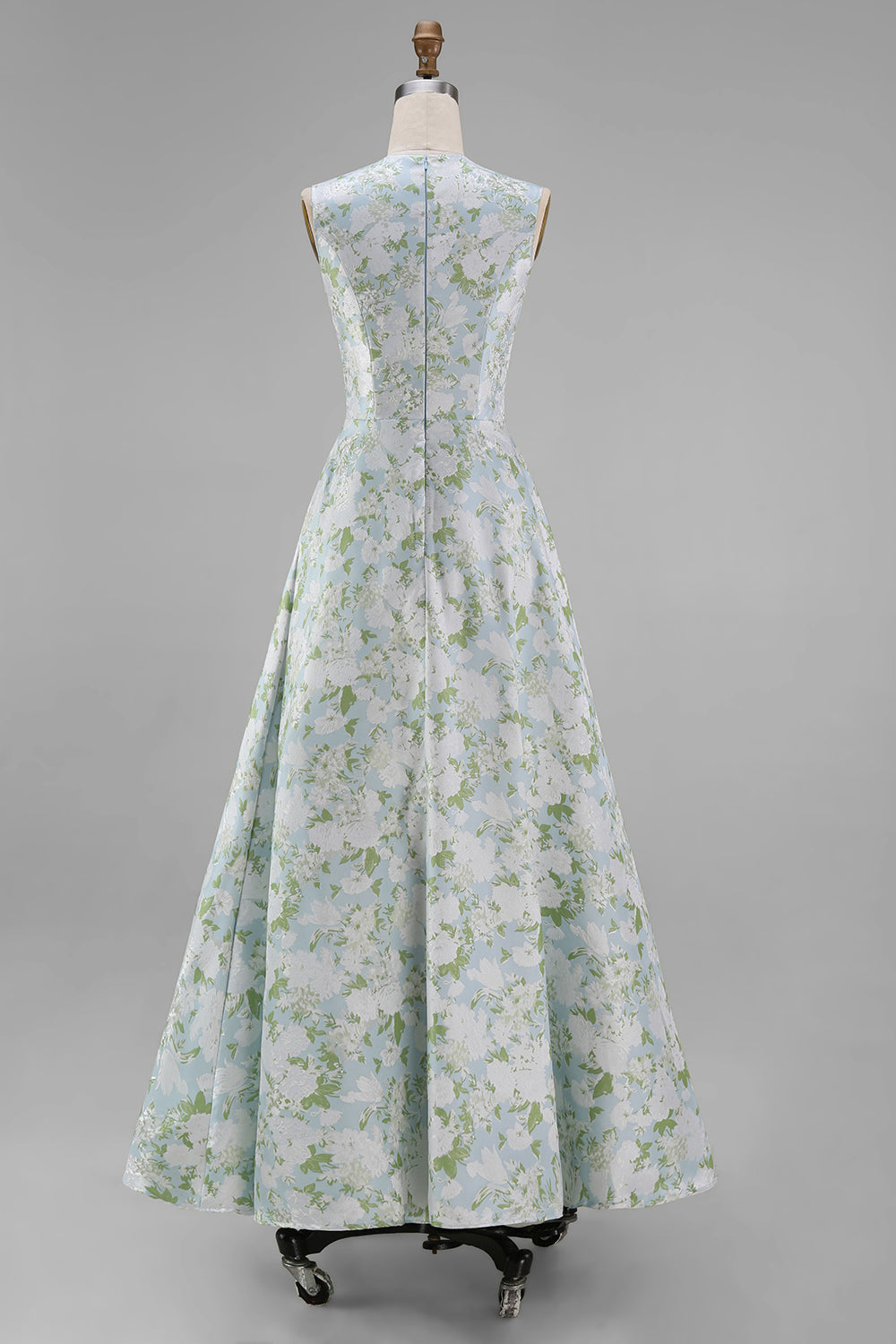 Blue Floral A Line Wedding Guest Dress with Pockets