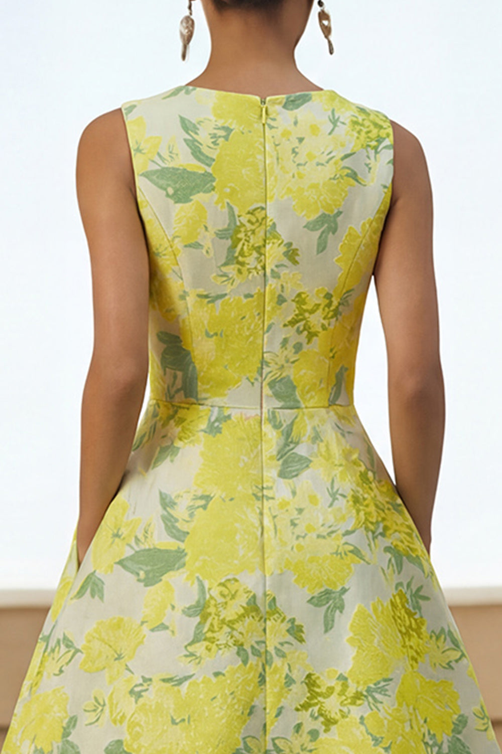 Floral A Line Daffodi Wedding Guest Dress with Pockets