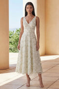 Floral Light Green A Line V Neck Wedding Guest Dress