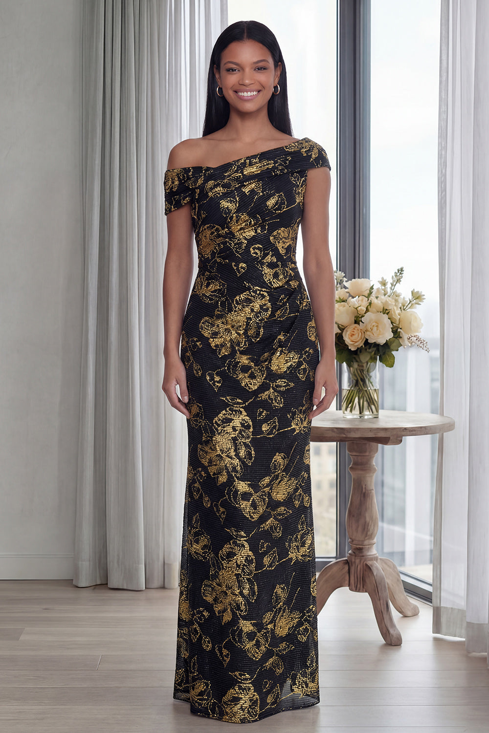 Dark Green Mermaid Asymmetrical Neck Ruched Formal Dress