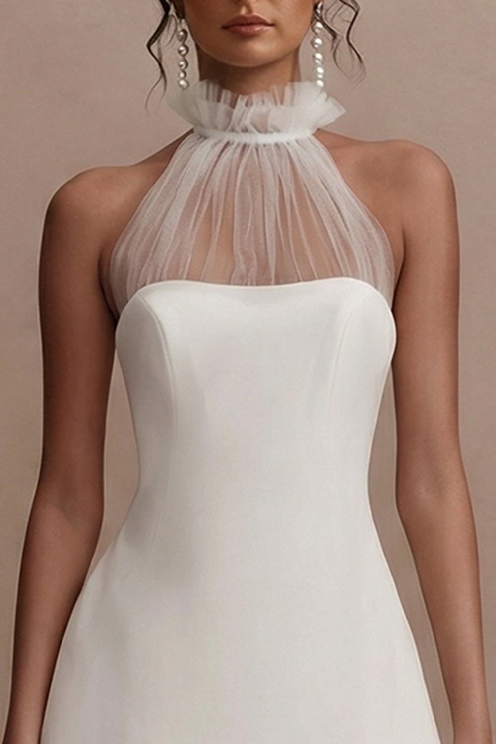 Halter A Line White Mini Graduation Dress with Ruffles